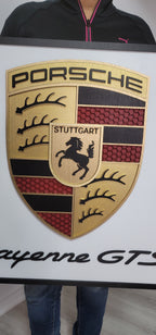 Custom 3D Porshe Crest Logo Sign with Backing