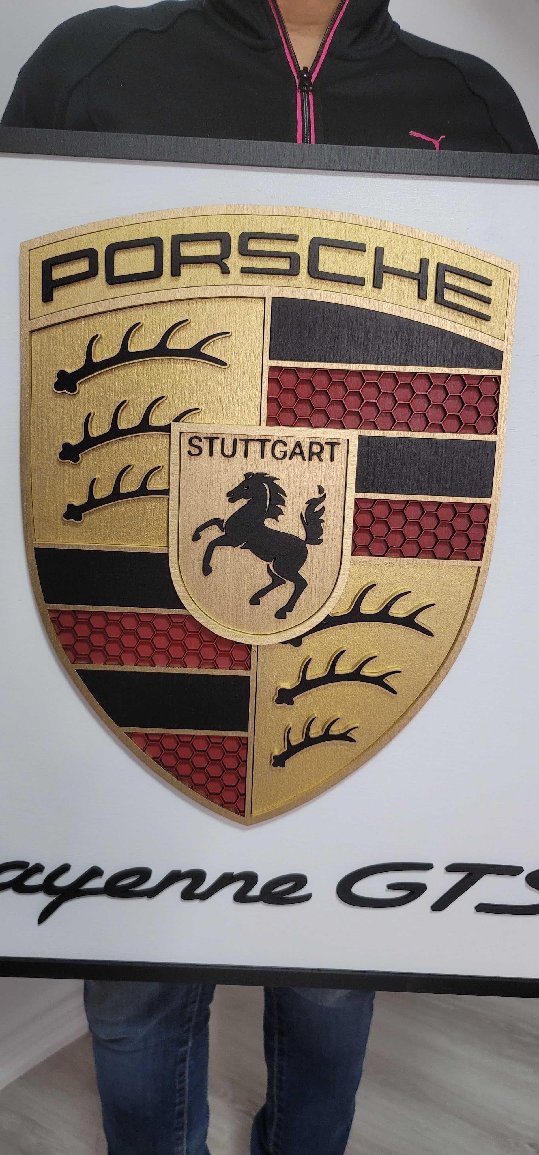Custom 3D Porshe Crest Logo Sign with Backing