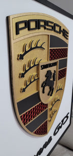 Custom 3D Porshe Crest Logo Sign with Backing