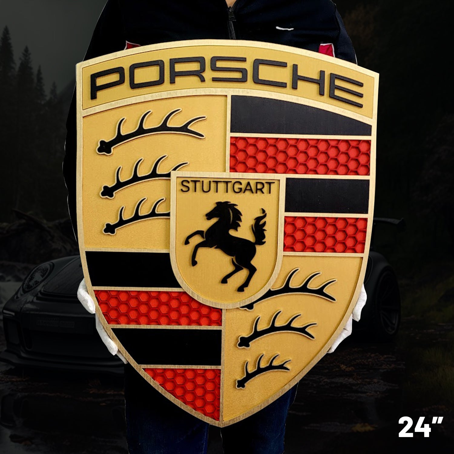 3D Porshe Crest, Logo Sign Wall Art