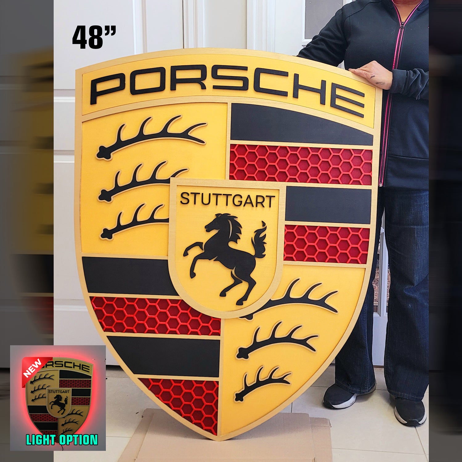 3D Porshe Crest, Logo Sign Wall Art