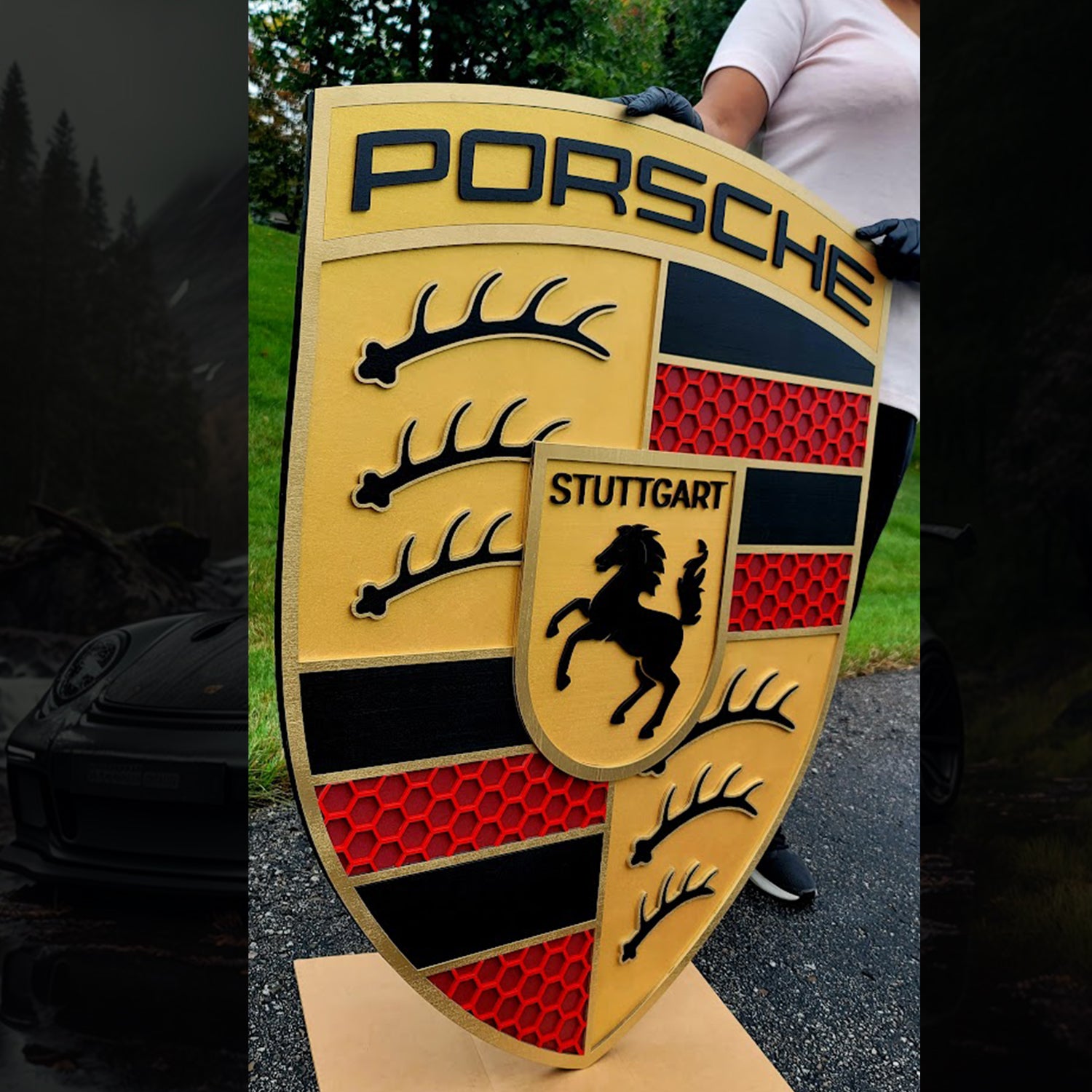 3D Porshe Crest, Logo Sign Wall Art