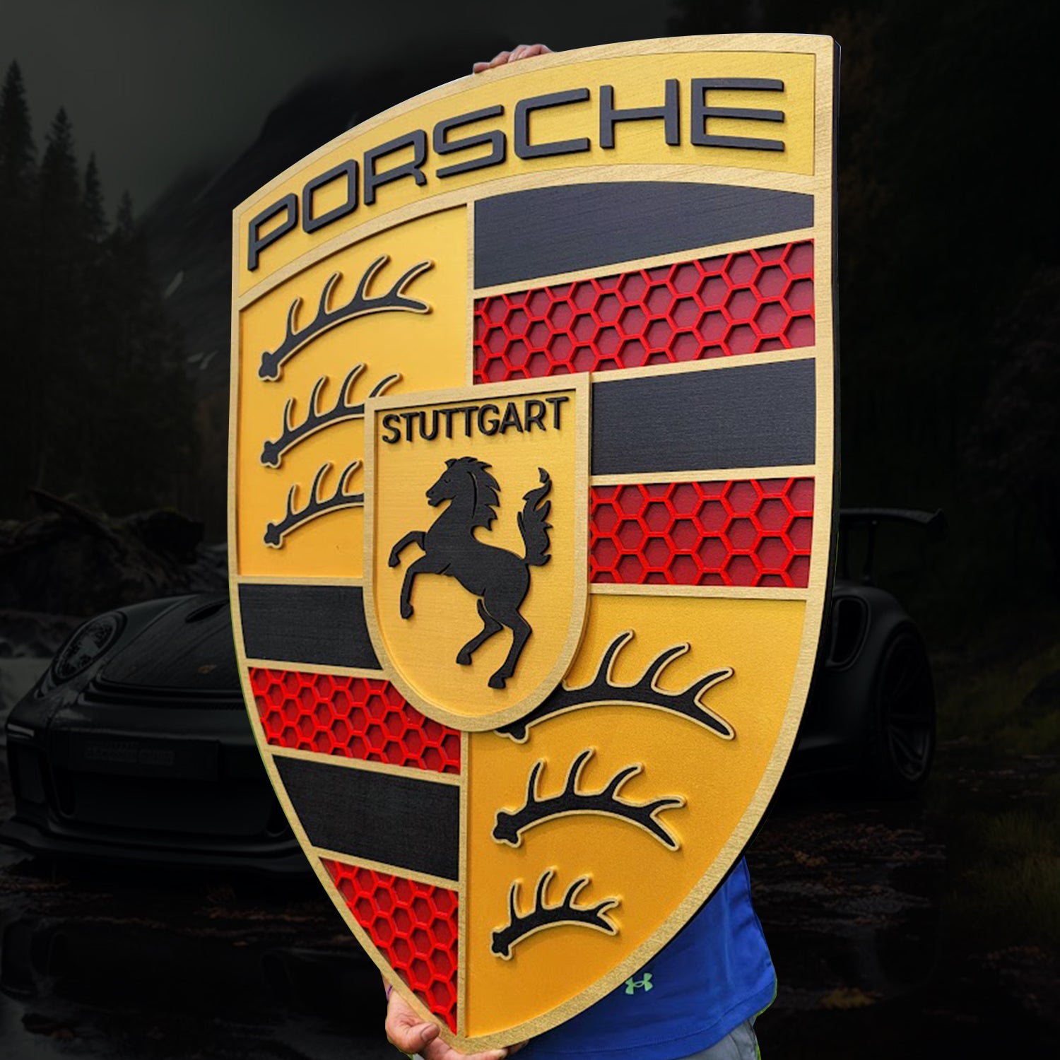 3D Porshe Crest, Logo Sign Wall Art