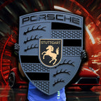 3D Porshe Crest, Logo Sign, Monochrome hybrid  Wall Art