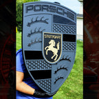 3D Porshe Crest, Logo Sign, Monochrome hybrid  Wall Art