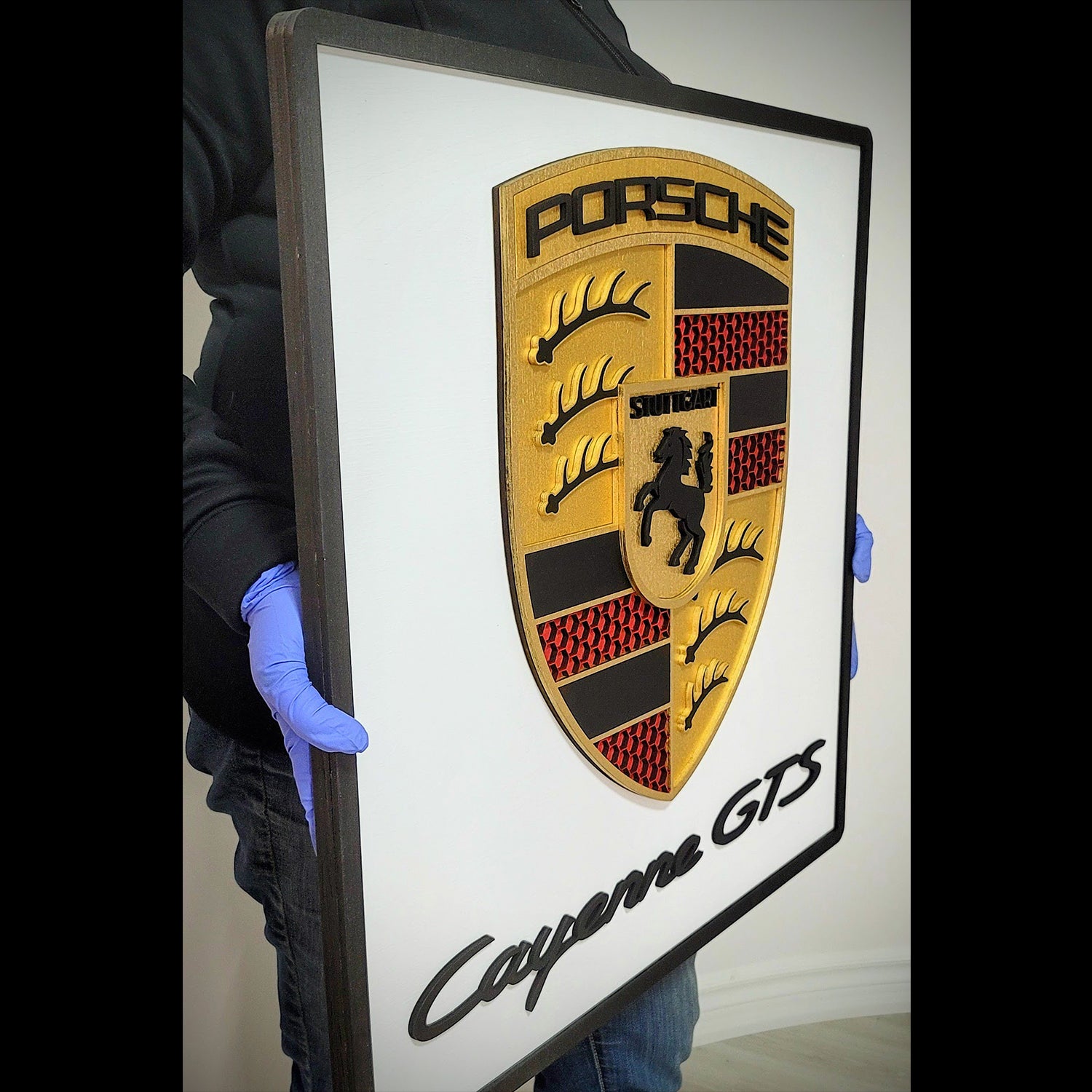 Custom 3D Porshe Crest Logo Sign with Backing