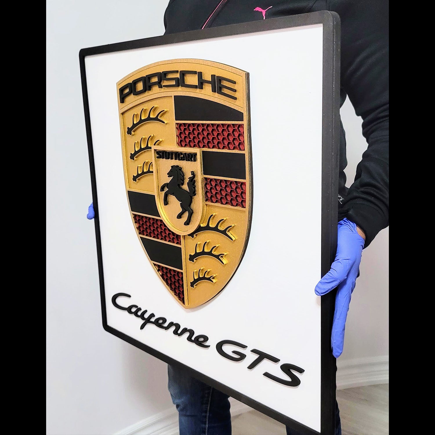 Custom 3D Porshe Crest Logo Sign with Backing