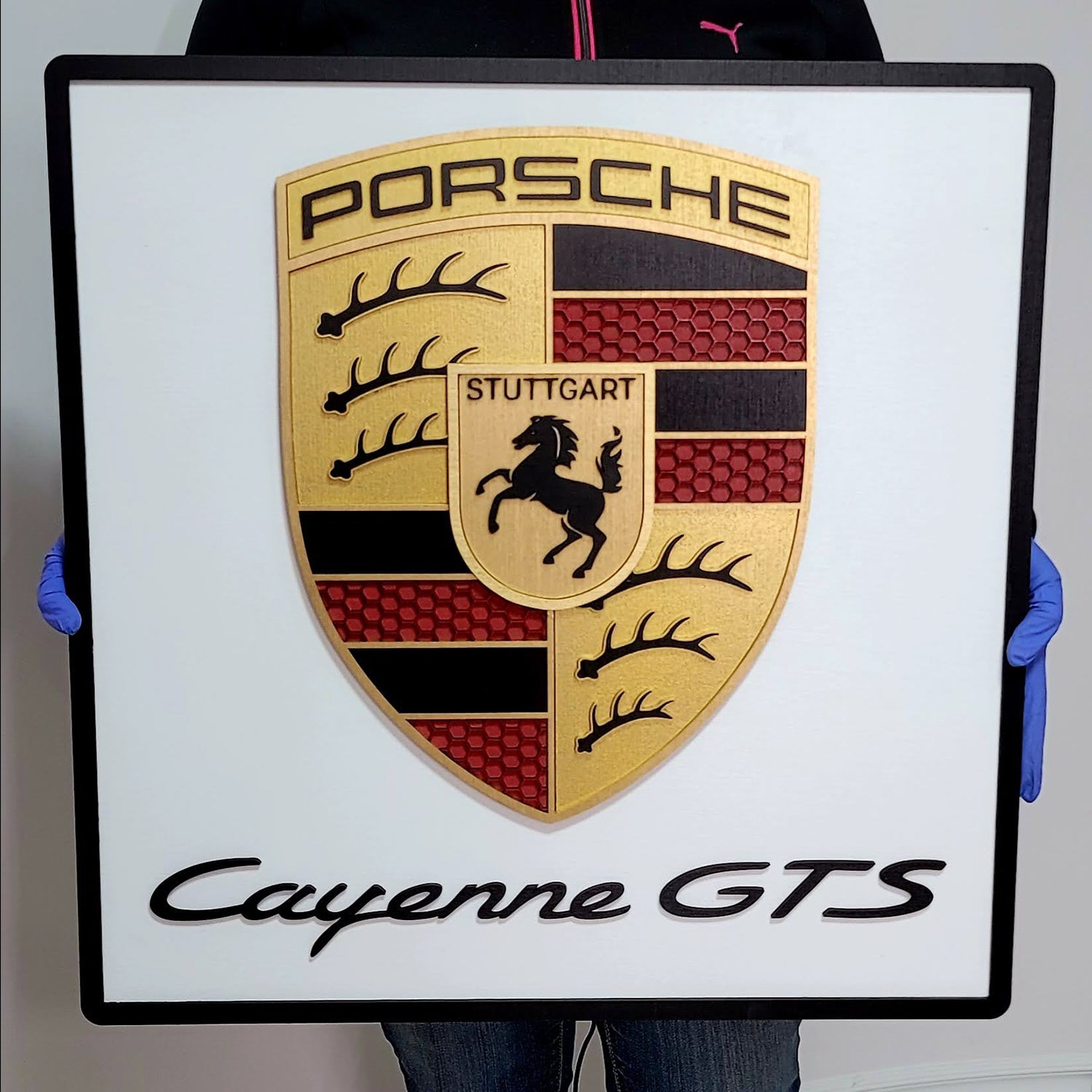 Custom 3D Porshe Crest Logo Sign with Backing